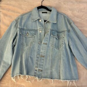 WHITE FOX Denim Blue Frayed Hem Jacket